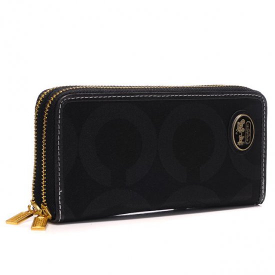 Coach Big Logo Large Black Wallets AXW - Click Image to Close